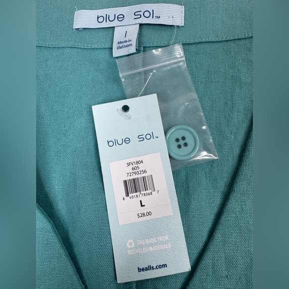 NWT blue sol Linen Blend Button Down Vest Womens Size Large - Picture 5 of 8